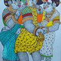 Untitled 4' figurative acrylic painting by artist Bhawandla Narahari, 30x15 inch, on paper