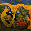 Untitled 4' figurative acrylic painting by artist Ramesh Gujar, 36x48 inch, on canvas