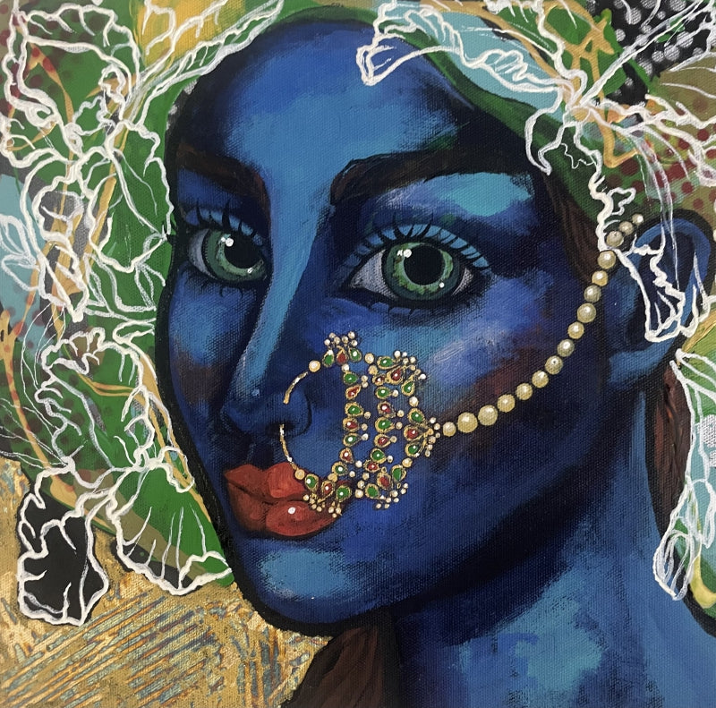 Untitled 4' figurative acrylic painting by artist Suruchi Jamkar, 12x12 inch, on canvas
