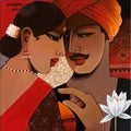 Untitled 4' figurative acrylic painting by artist Agacharya A, 12x12 inch, on canvas