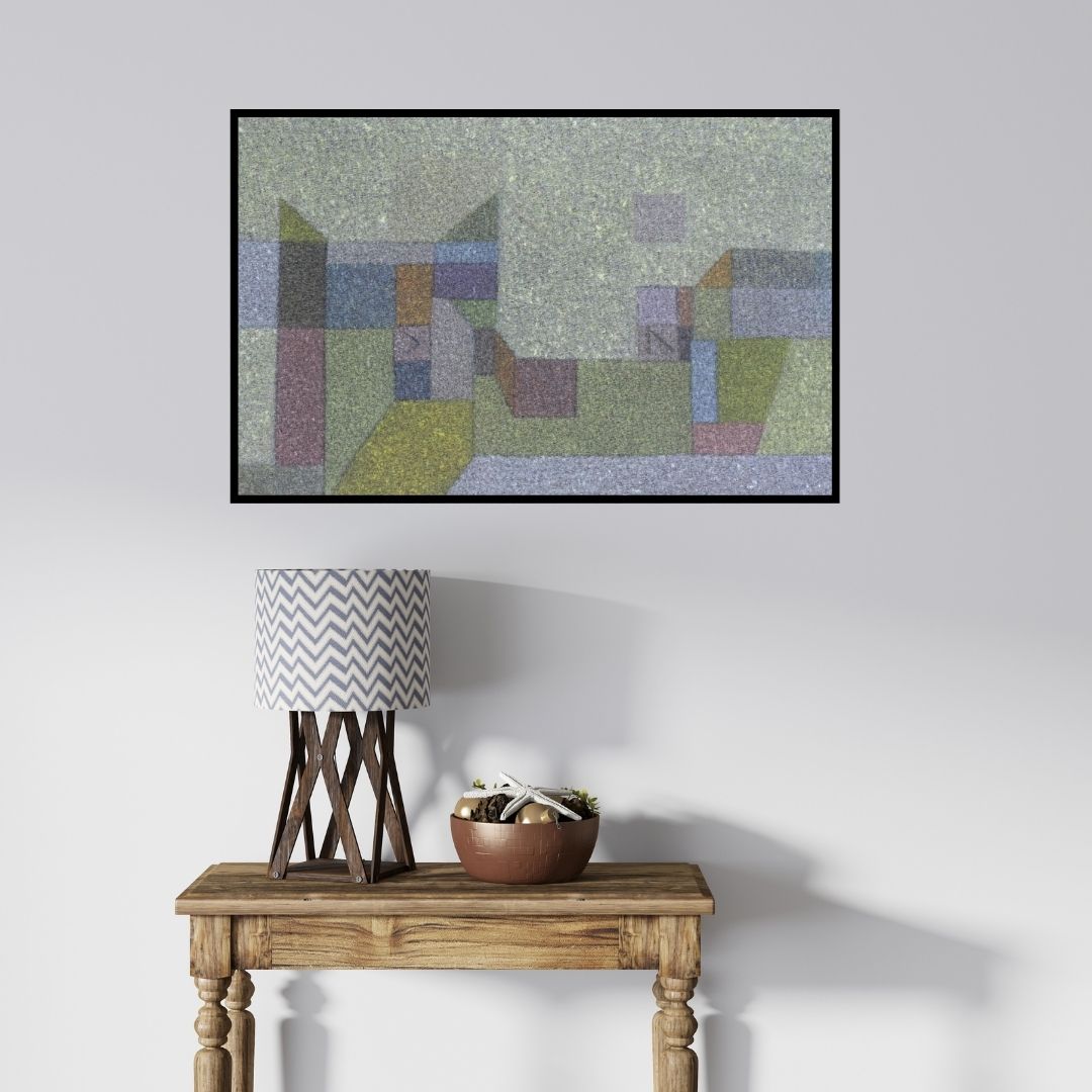 In-situ view of Ganesh Chavan's 'Untitled 4 (Abstract Urban)' painting in a room