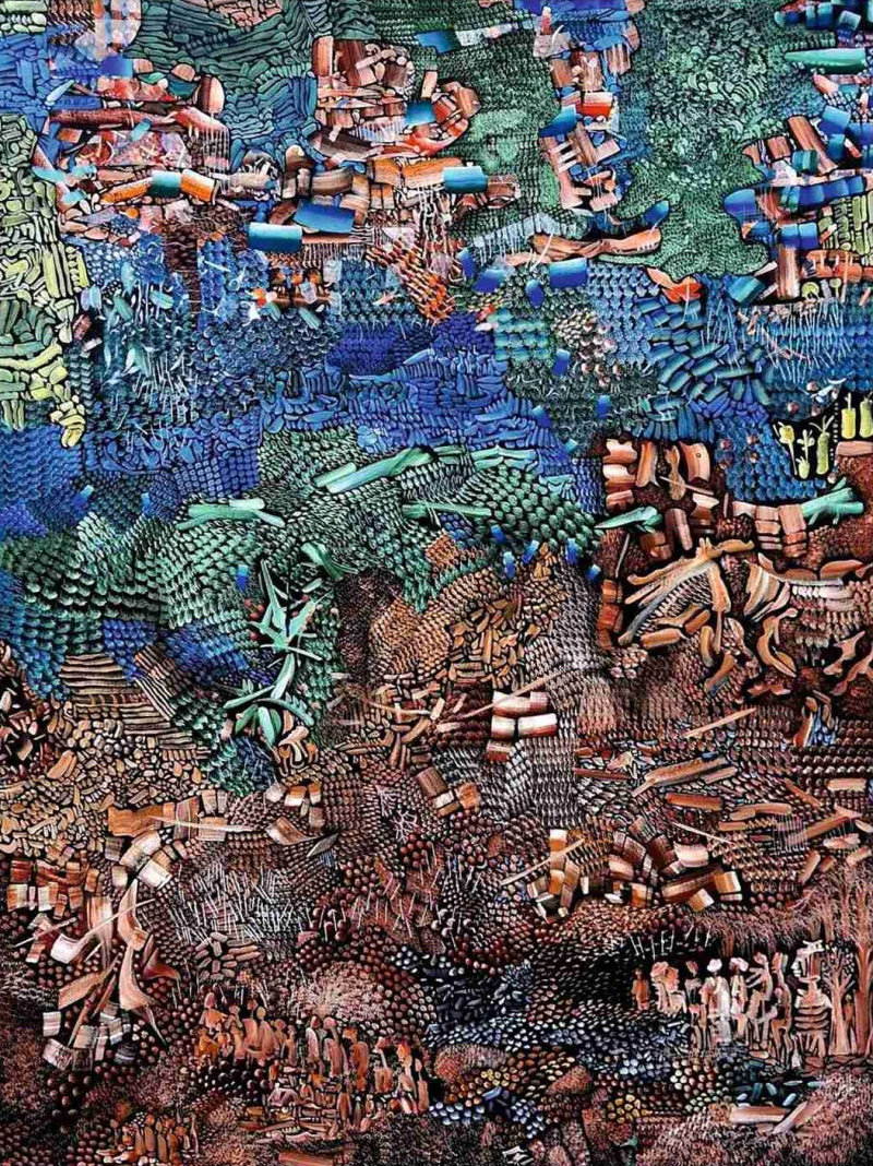 'Untitled 4' contemporary acrylic painting by artist Awdhesh Bajpai, 48x36 inch, on canvas