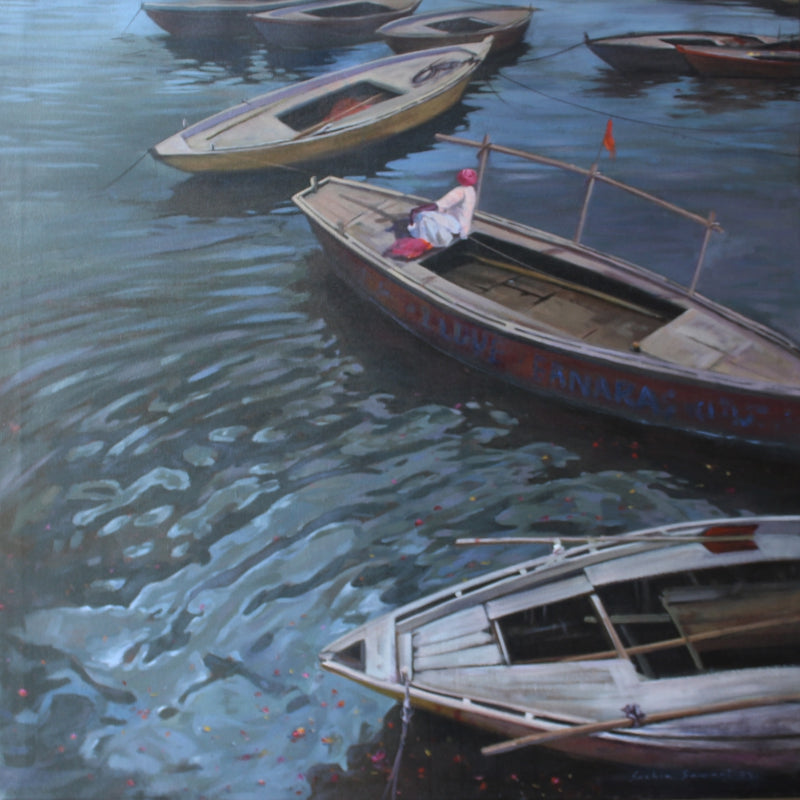 Untitled 4' seascape acrylic painting by artist Sachin Sawant, 36x36 inch, on canvas