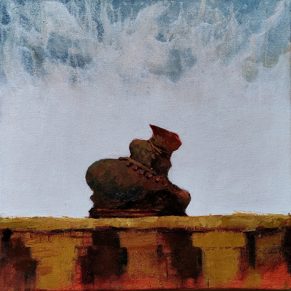 Untitled 4' religious acrylic painting by artist Makarand Rane, 10x10 inch, on canvas