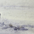 Untitled 4' landscape acrylic painting by artist Rupesh Sonar, 19x43 inch, on canvas