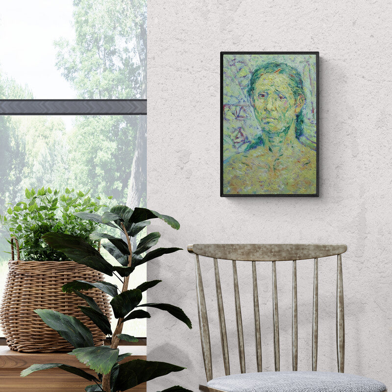 Gopal Gangawane's painting 'Untitled 4' displayed in a modern living room setting