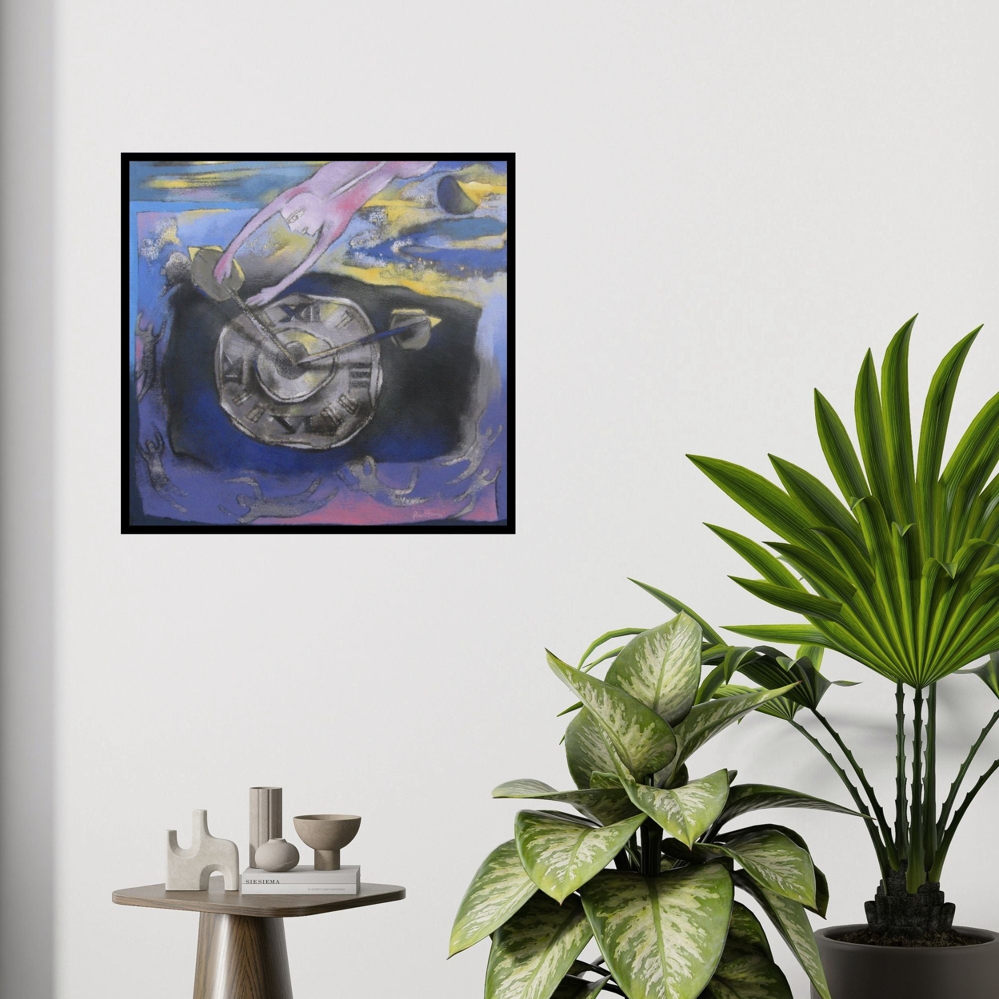 In-situ view of Pradip Kumar Sau's 'Untitled 4 (Time and Tide)' painting in a room