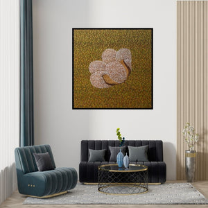 Preview of 'Untitled 4' Painting by Kuldeep Karagaonkar shown on a wall in a furnished room.