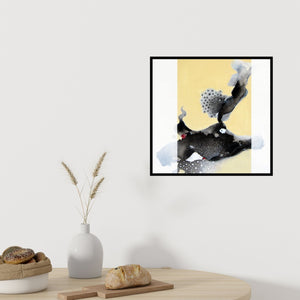 Preview of 'Untitled 4' Painting by Pankaj Bawdekar shown on a wall in a furnished room.