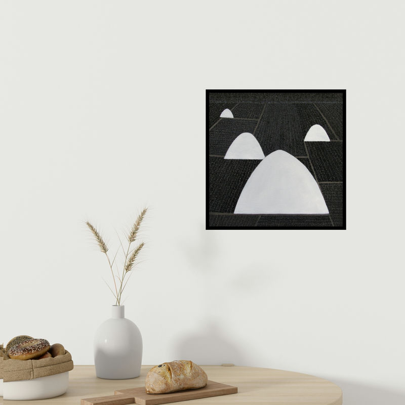 In-situ view of Kuldeep Karagaonkar's 'Untitled 4 (Salt Mounds)' painting in a room