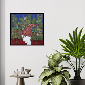 In-situ view of Biswajit Mondal's 'Untitled 4 (Urban Headgear)' painting in a room