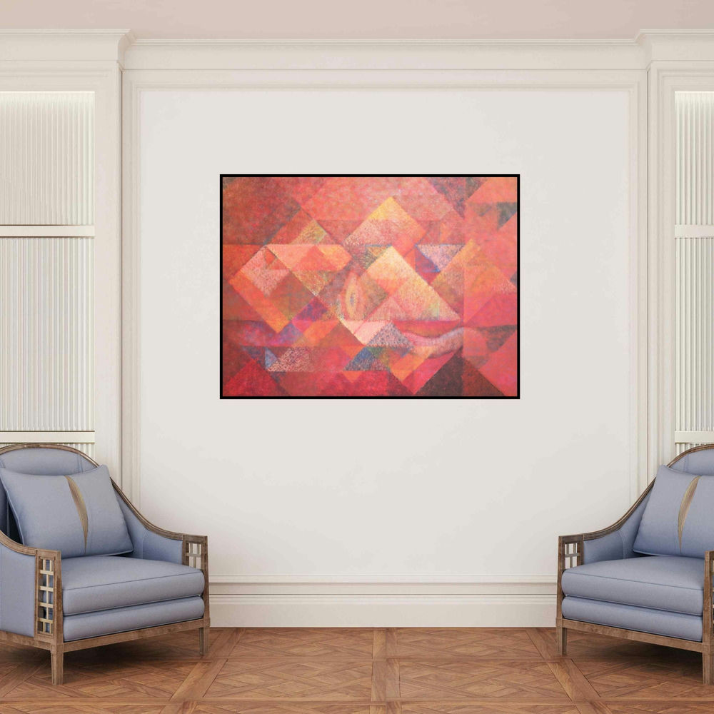 'Untitled 4' painting by Mansi Palshikar shown on a wall in a furnished room.