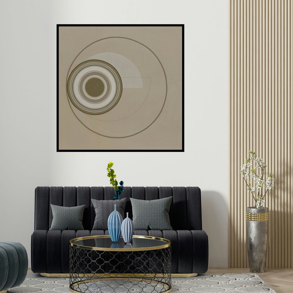 Dhruti Mahajan's 'Untitled 4 (Cosmic Eye)' painting visualized above a sofa in a contemporary room.