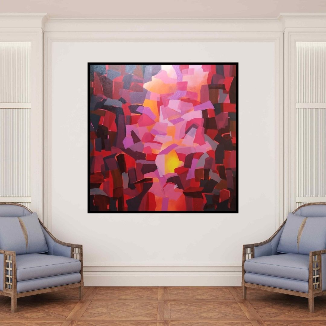 In-situ view of Padmakar Santape's 'Untitled 4 (Emergence)' painting in a room