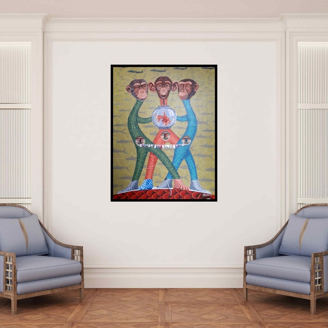 In-situ view of Arvind Dubey's 'Untitled 4' painting in a room