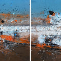 Untitled 4 (Diptych)' abstract acrylic painting by artist Dnyaneshwar Dhavale, 18x36 inch, on canvas