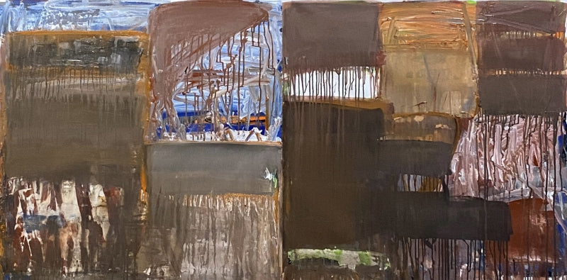 Untitled 4 (Diptych)' abstract acrylic painting by artist Siddharth Patel, 33x66 inch, on canvas