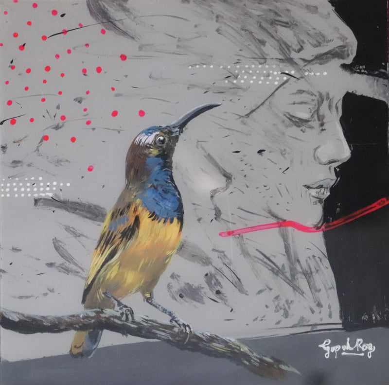 'Untitled-4-gopal-roy' figurative acrylic painting by artist Gopal Roy, 12x12 inch, on acrylic sheet