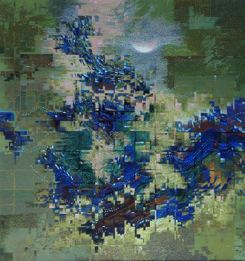 Abstract acrylic painting titled 'Untitled 4', 30x30 inches, by artist Shirish Mitbawkar on Canvas