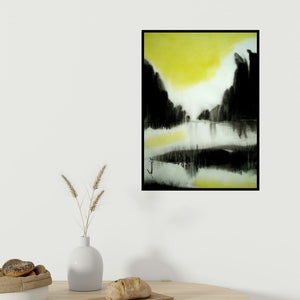 In-situ view of Soumen Saha's 'Untitled' painting in a room