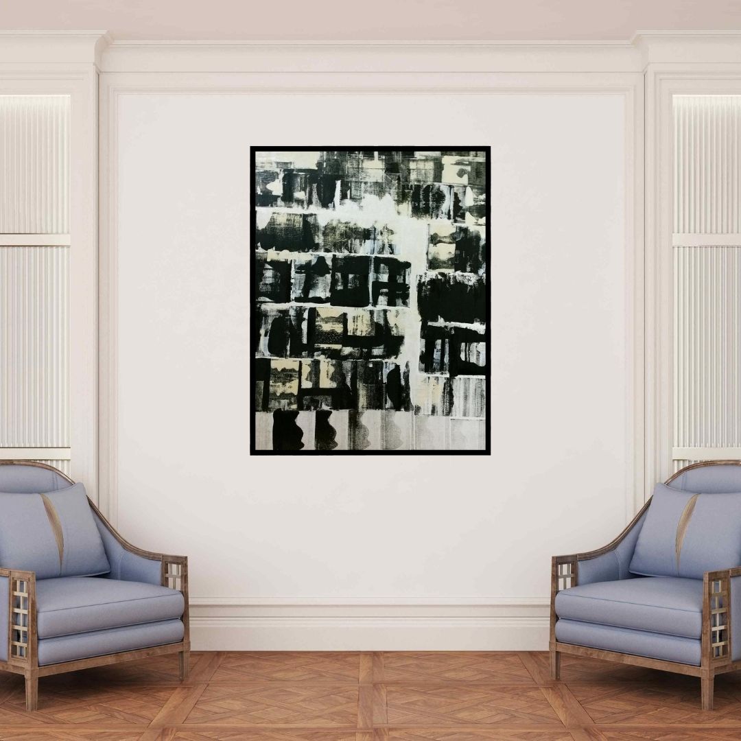 In-situ view of Vipta Kapadia's 'Untitled 42 (Concrete Jungle)' painting in a room