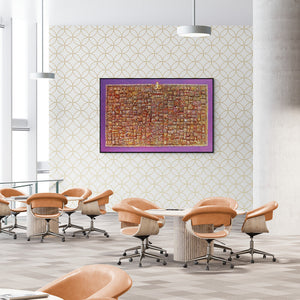 In-situ view of Ram Thorat's 'Untitled (The Sacred Geometry of Existence)' painting in a room