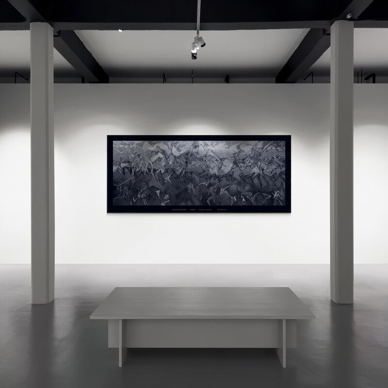 Preview of 'Untitled (Fractured Reality)' Painting by Chandan Bhowmick shown on a wall in a furnished room.