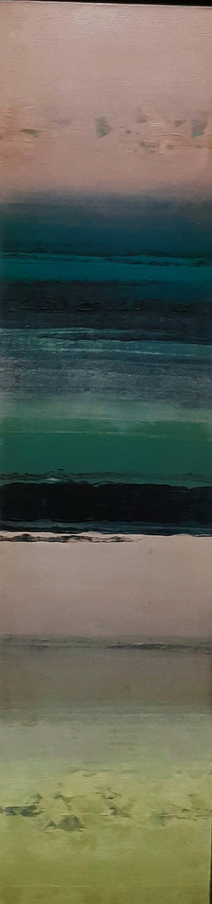 Abstract oil painting titled 'Untitled 45', 48x12 inches, by artist Vipta Kapadia on Canvas