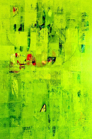 Untitled 47 (Verdant Symphony) by Vivek Nimbolkar, Original Acrylic Abstract Painting on Canvas, X-Large Vertical Wall Art