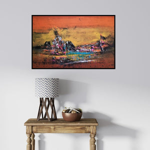 In-situ view of Dnyaneshwar Dhavale's 'Untitled' painting in a room