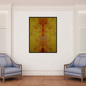 In-situ view of Keshav Kasar's 'Untitled 5 (Cosmic Tapestry)' painting in a room