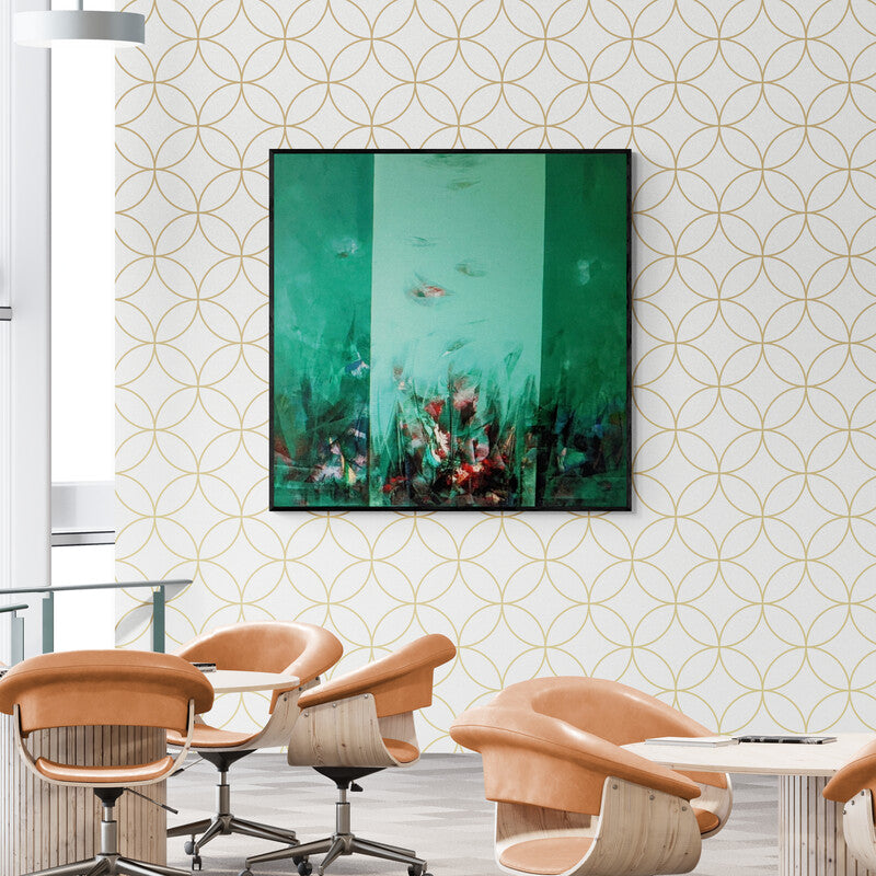 In-situ view of Vasant Sonavani's 'Untitled 5 (Verdant Visions)' painting in a room