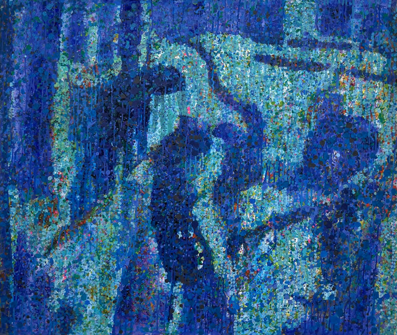 Untitled 5' abstract acrylic painting by artist Rambali Prajapati, 36x42 inch, on canvas