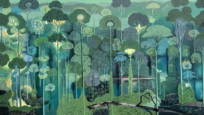 Nature acrylic painting titled 'Untitled 5', 48x84 inches, by artist Shaji Appukutan on Canvas