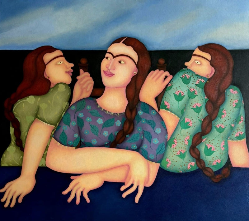 Untitled 5' figurative acrylic-oil painting by artist Jayita Borthakur, 8x10 inch, on canvas