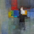Untitled 5' abstract oil painting by artist Bhausaheb Nanaware, 48x84 inch, on canvas