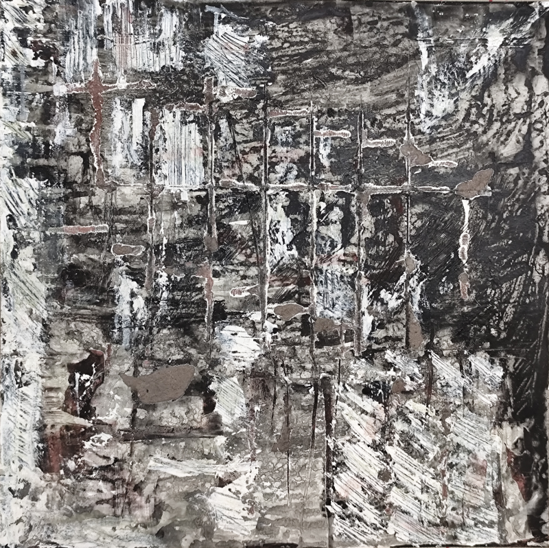 Untitled 5' abstract mixed-media painting by artist Ankita Aswale, 12x12 inch, on paper