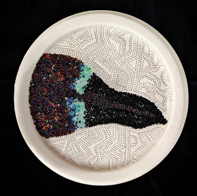 Untitled 5' contemporary mixed-media painting by artist Poonam Kishor, 12x12 inch, on food paper plate