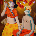 Untitled 5' figurative acrylic painting by artist Pravin Utge, 40x30 inch, on canvas