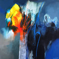 Untitled 5' contemporary acrylic painting by artist Pradip Sengupta, 24x24 inch, on canvas