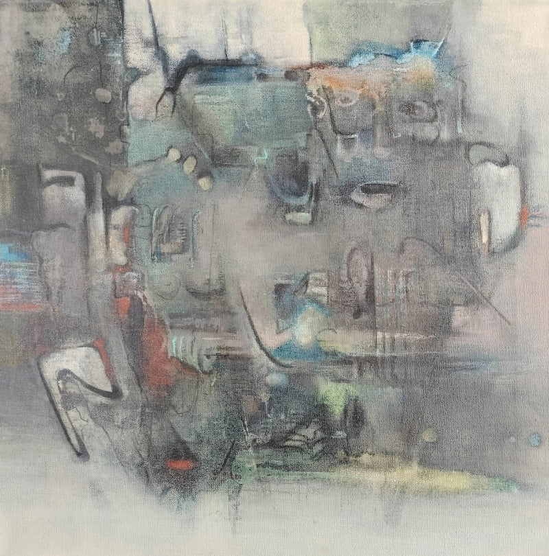 Untitled 5' abstract acrylic painting by artist Rajesh Ambalkar, 20x20 inch, on canvas