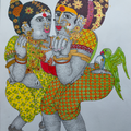 Untitled 5' figurative acrylic painting by artist Bhawandla Narahari, 30x15 inch, on paper