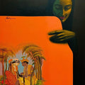 'Untitled 5' figurative acrylic painting by artist Sunil Paraji Tambe, 48x36 inch, on canvas