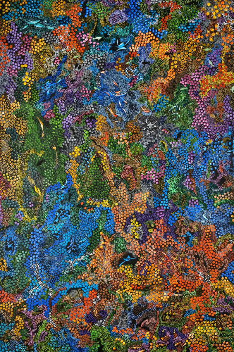 'Untitled 5' contemporary acrylic painting by artist Awdhesh Bajpai, 48x30 inch, on canvas