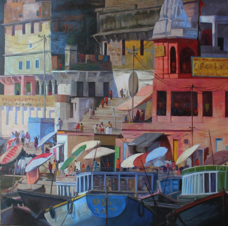 Untitled 5' religious oil painting by artist Sachin Sawant, 36x36 inch, on canvas