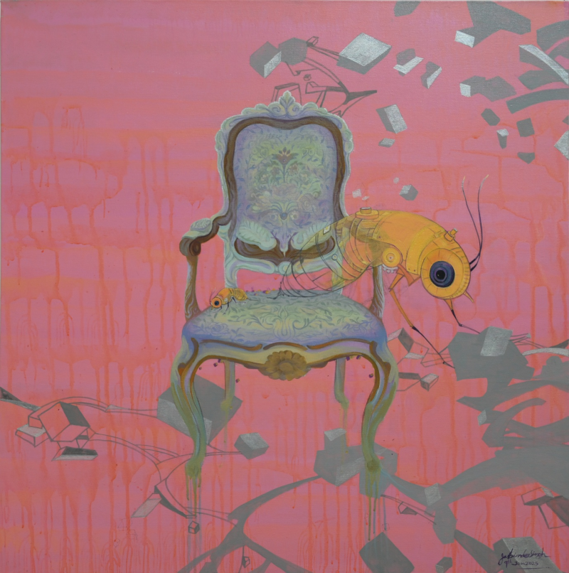 Untitled 5' contemporary acrylic painting by artist Jasbinder Singh, 36x36 inch, on canvas