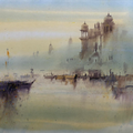 Untitled 5' seascape acrylic painting by artist Rupesh Sonar, 22x28 inch, on canvas