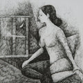 Untitled 5' figurative pen drawing by artist Swati Sabane, 12x12 inch, on paper