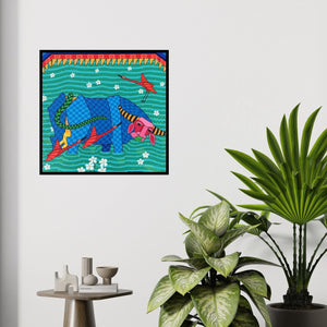 In-situ view of Thota Laxminarayana's 'Untitled 5 (Serene Waters)' painting in a room