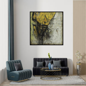 Preview of 'Untitled 5 (Emergence)' Painting by Anuja Paturkar shown on a wall in a furnished room.